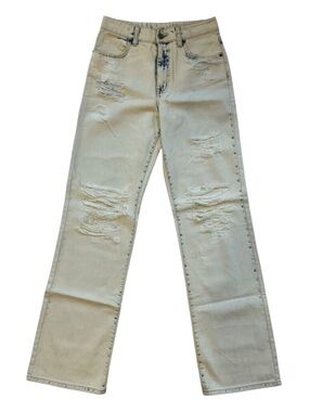 Carmar jeans Lindsay Baggy straight destroyed Ripped High Rise tie dye white 26